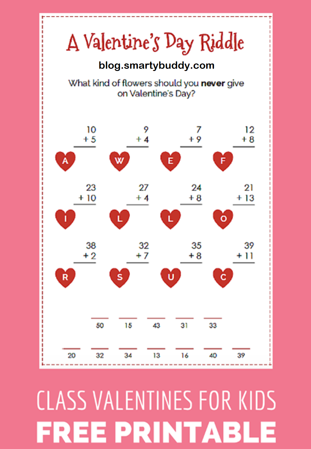 Valentines Day Fun Math Puzzle and Riddles picture