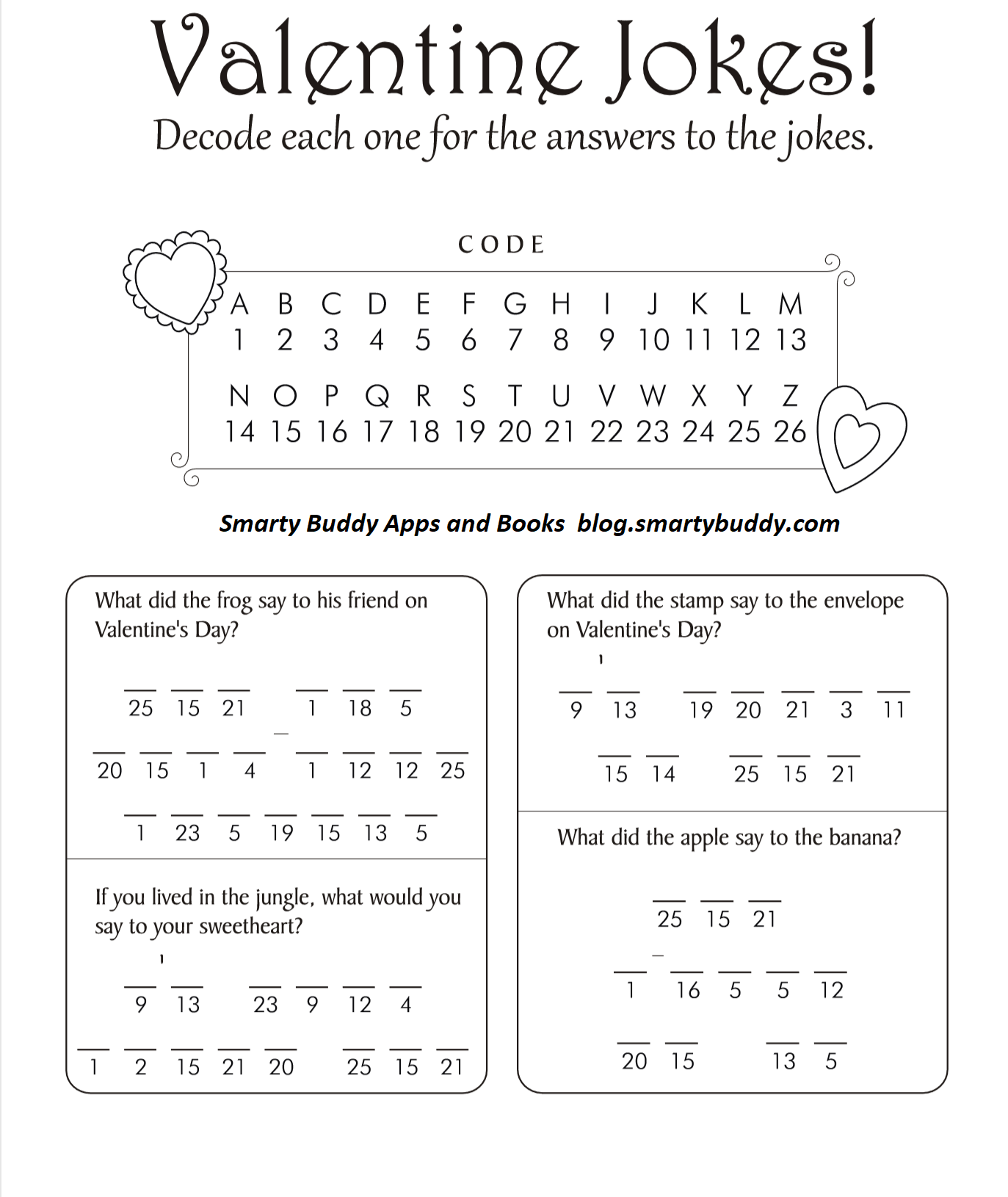 Valentines Day Fun Math Puzzle and Riddles